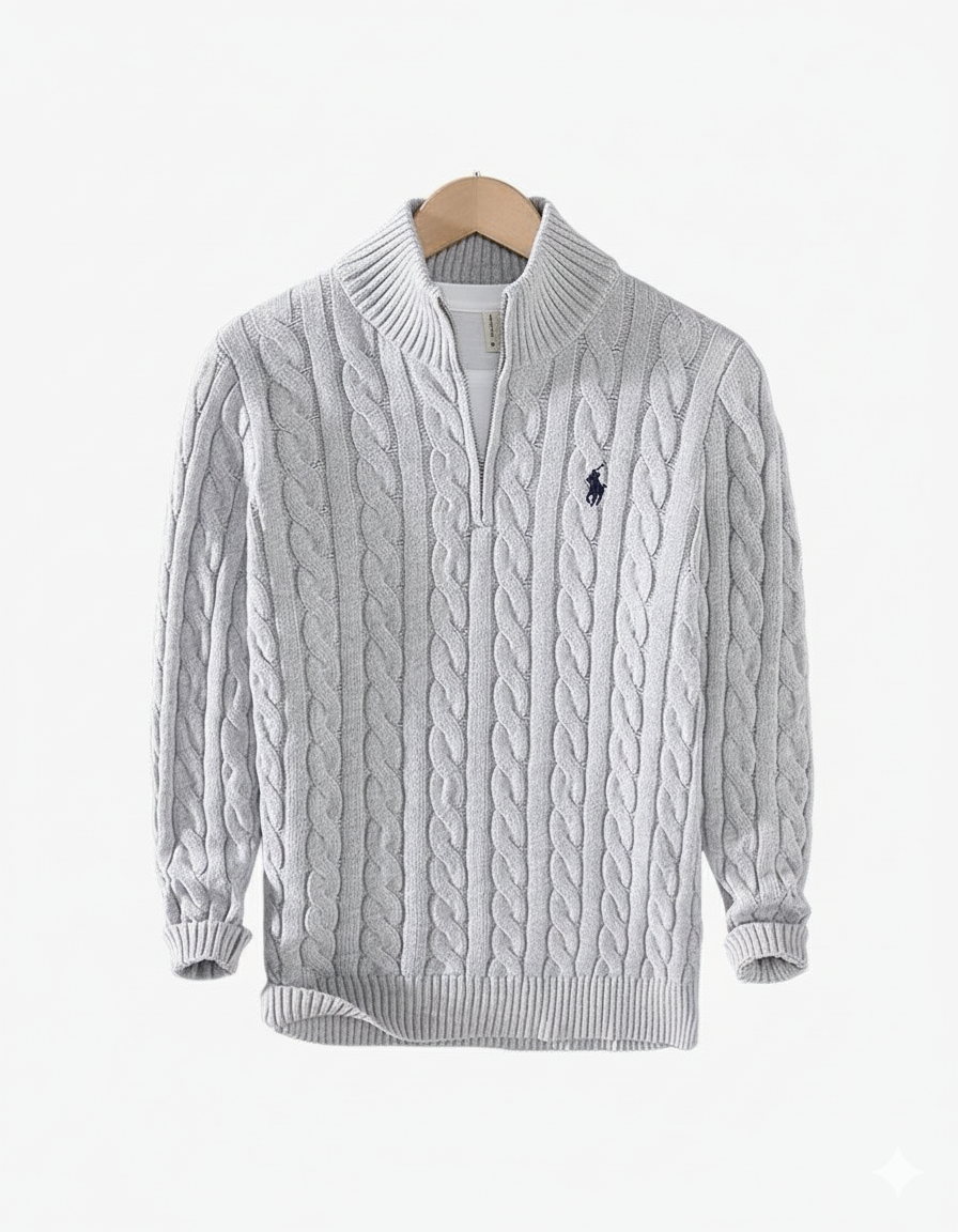 Arthur | Neljännesvetoketjullinen palmikkoneule