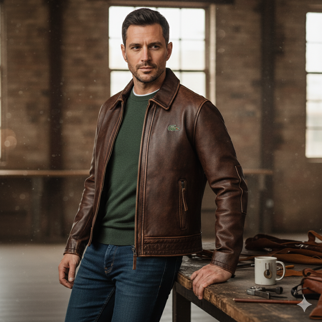 Tomi | Vintage-ruskea nahkatakki miehille