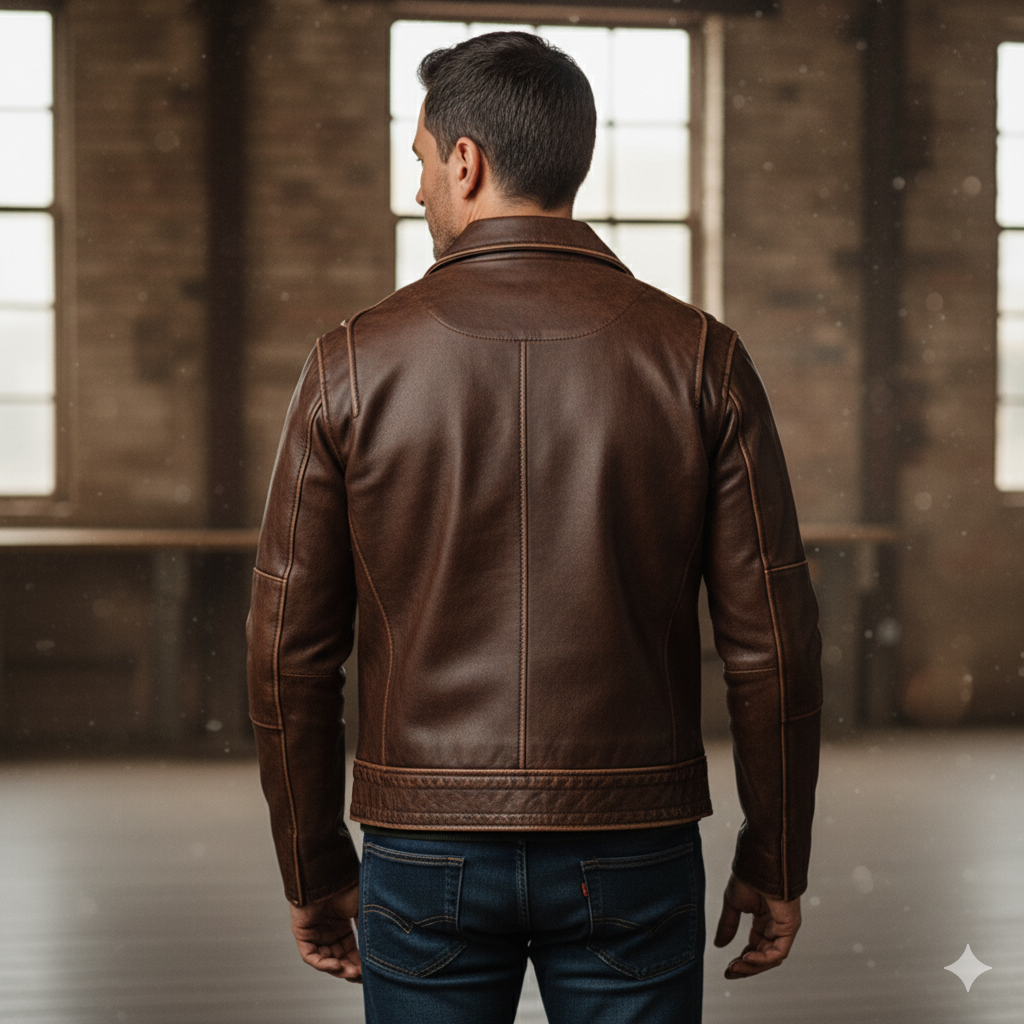 Tomi | Vintage-ruskea nahkatakki miehille