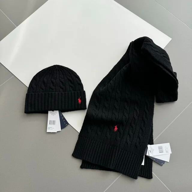 Noora | Neulottu hattu ja huivisetti